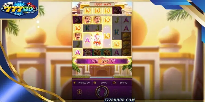 The spin button is centered perfectly for easy access Ganesha Fortune